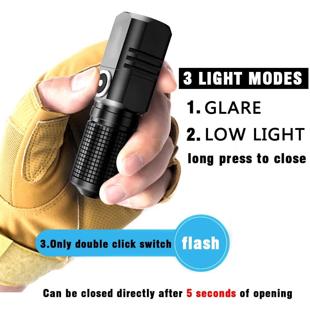 Mini LED Bright Flashlight Rechargeable Battery Powered Flashlight For Outdoor