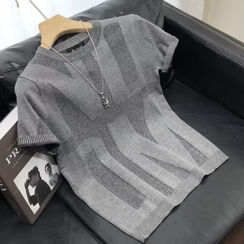 Men's Clothing new summer fashion brand short sleeved sweater for men version slim fit handsome all match ins half sleeved T shirt top