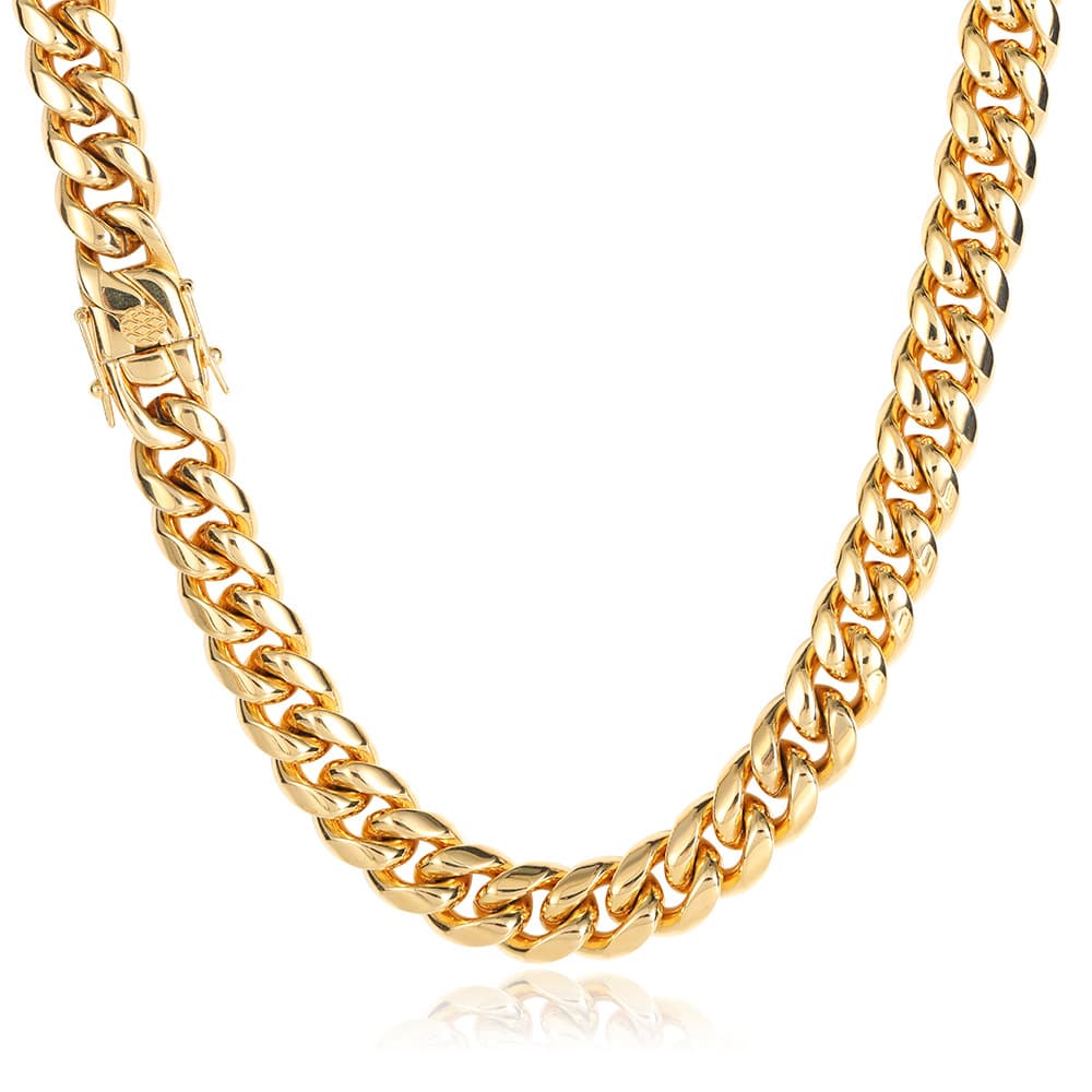 Chain Necklaces Hip Hop stainless steel necklace Faucet buckle round grind encrypted Cuban chain Fashion brand men's titanium steel necklace