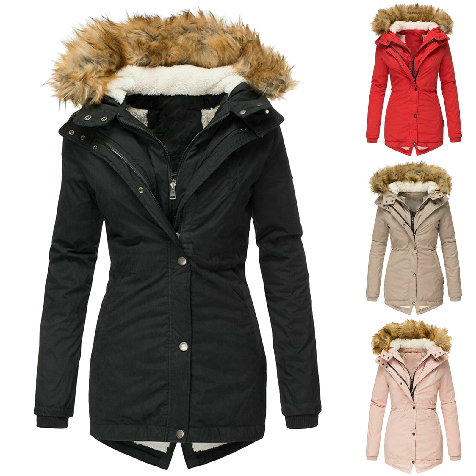 Women's Clothing zipper long sleeve slim cotton coat hooded coat