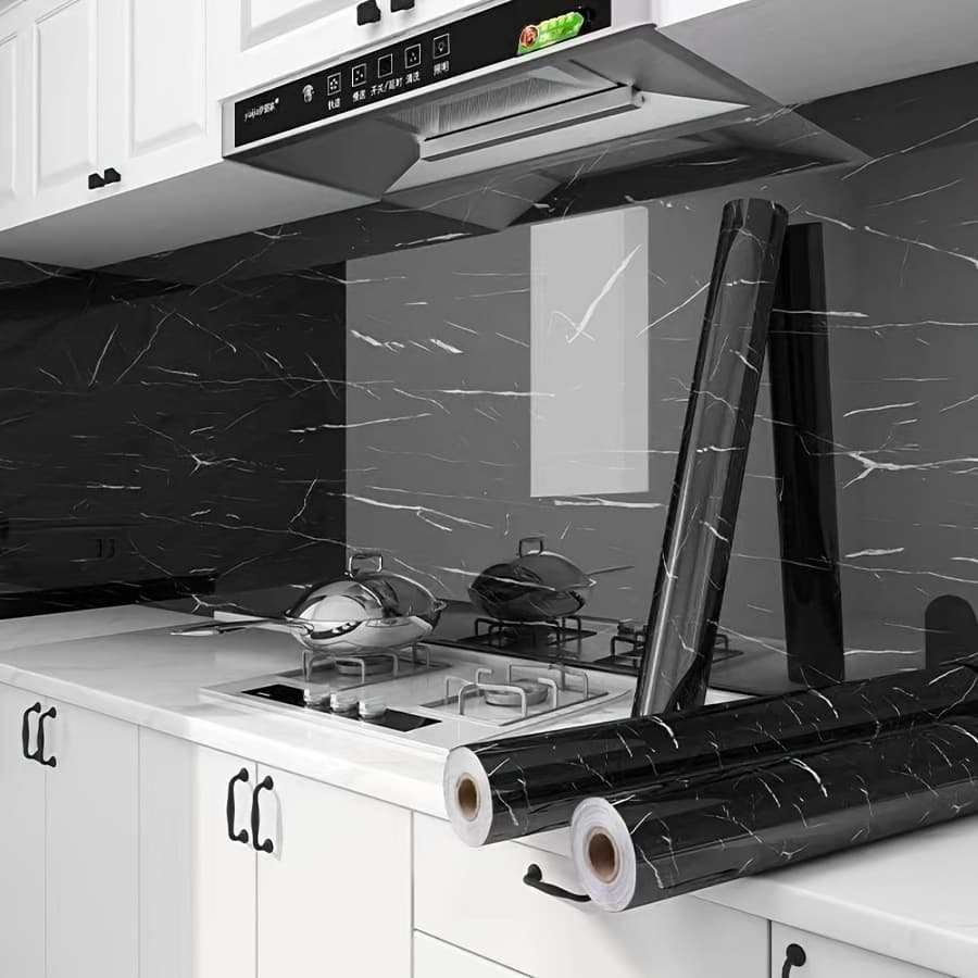 Marble Kitchen Cabinet Countertop Film Furniture Table Tile Stove Renovation Waterproof Oilproof Self-Adhesive Stickers