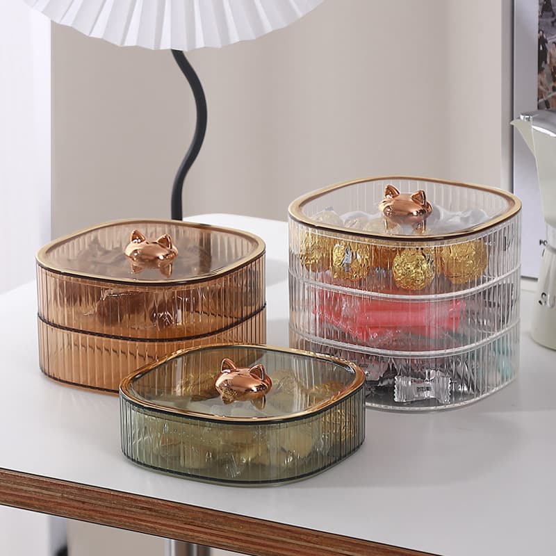 Dried Fruit Plate Light Luxury Creative Food Grade Double Layer Fruit Plate Storage Box with Lid Household Nut Snack Candy Dried Fruit Box