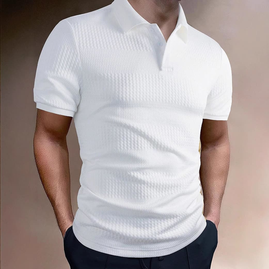 Men's Clothing Men's T Shirt Shirt Collar Summer Solid Color Short Sleeve