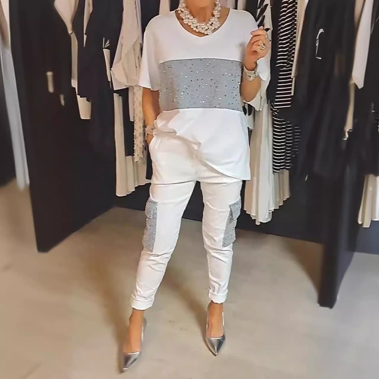women's casual summer temperament casual short-sleeved tops and trousers suits