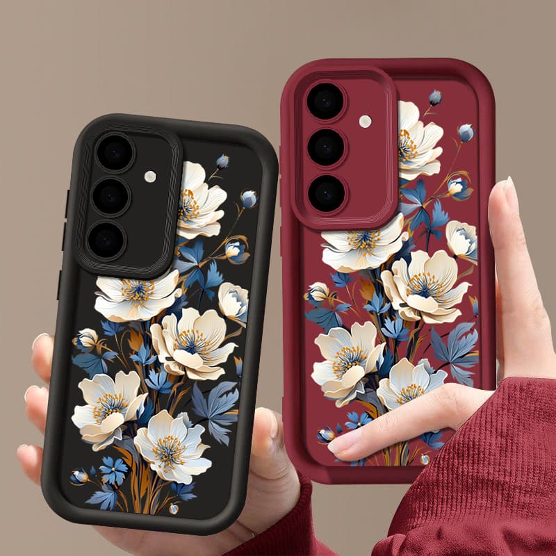 Flowers Pattern Case For Samsung Galaxy S25 S22 S24 Ultra S23 FE A56 A55 A16 A53 A15 A35 A25 A26 A54 5G Soft TPU Phone Cover
