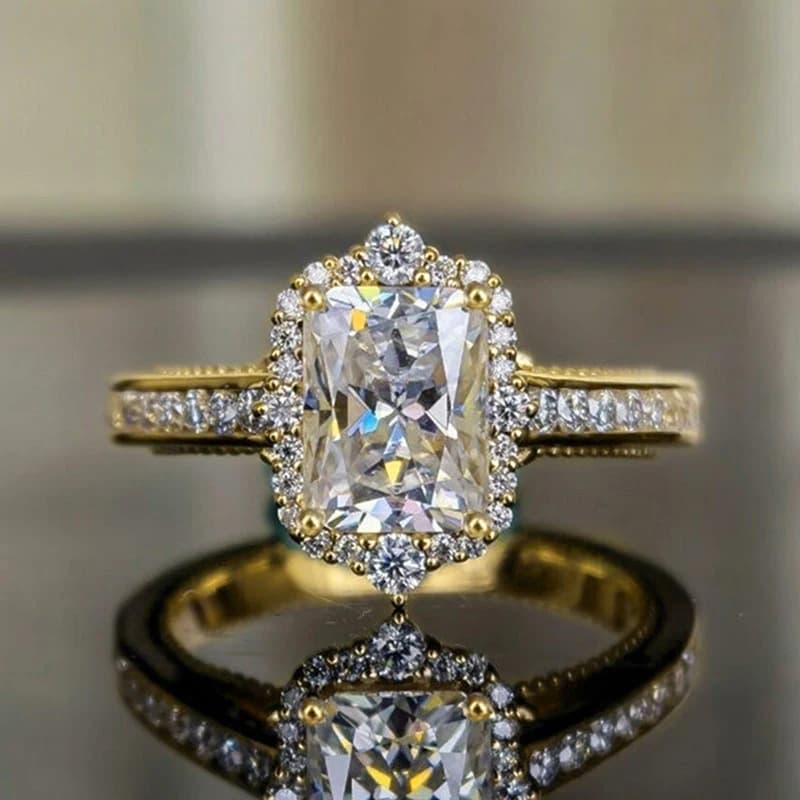 Cao Shi's New Square Diamond Princess Noble temperament Ring Fashion Engagement Women's Jewelry