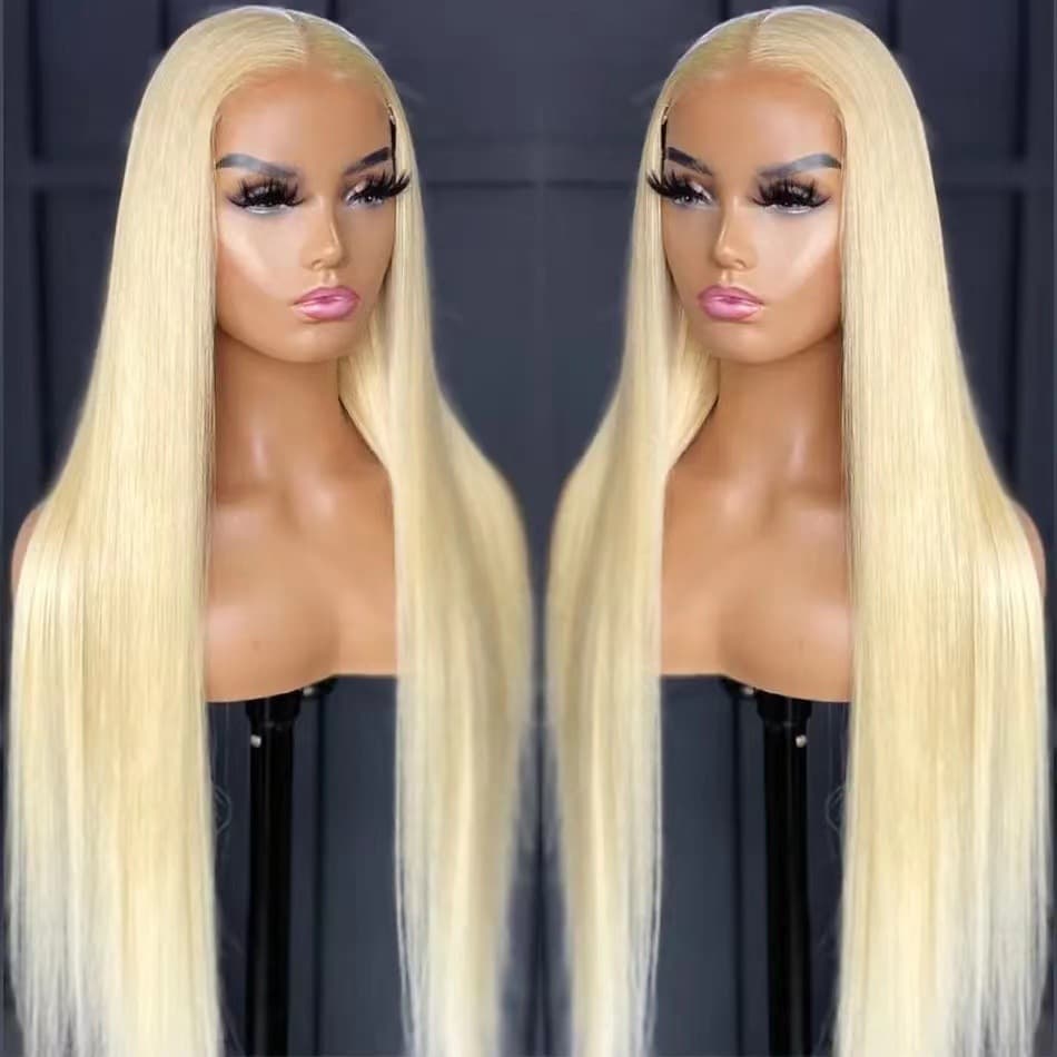 International station main push new product wig front lace long straight hair ladies wig headgear light golden lace hair