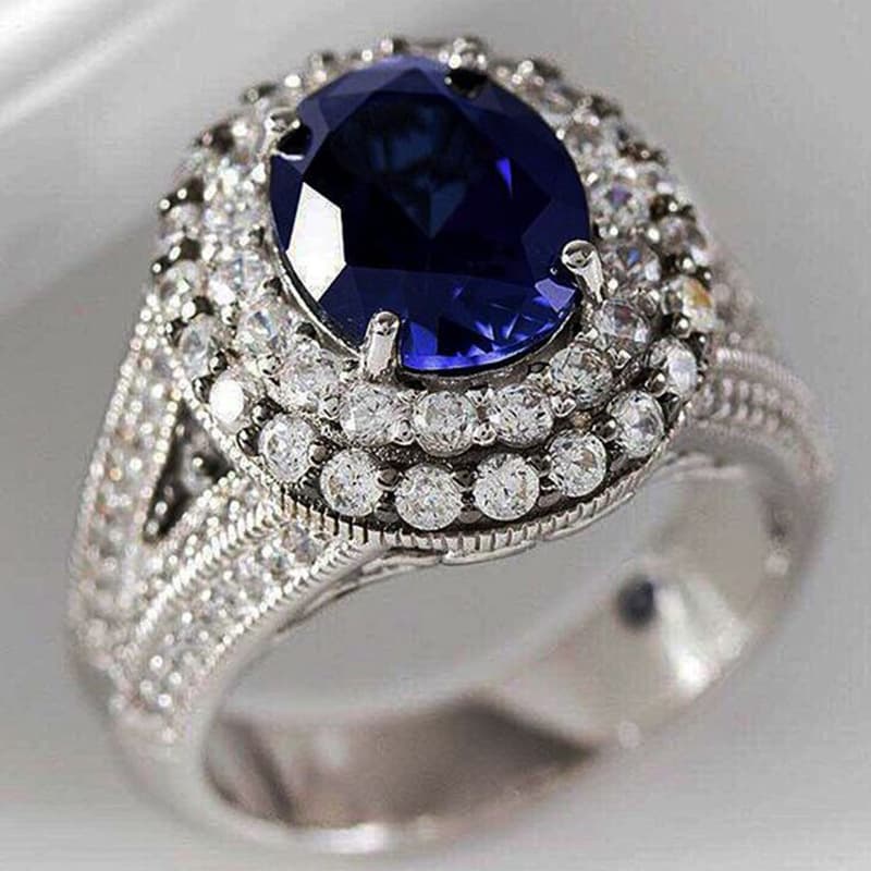 Cao Shi's New Accessories Are Inlaid With Navy Blue Zircon For Women's Rings, Fashionable And Wearable Jewelry