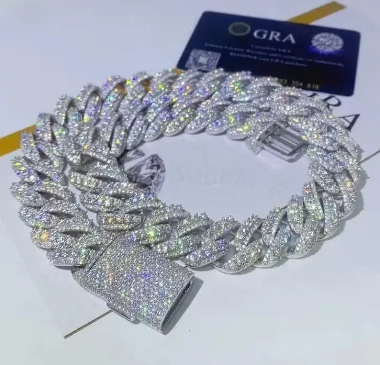 Custom Vvs Moissanite Dia Cuban k Chain Ice Out 18mm Hip Hop Men Jewelry Pendant Necklace Miami