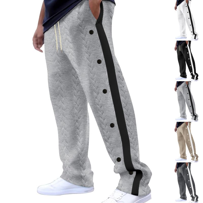 Men's Clothing autumn new men's textured jacquard trousers single breasted patchwork loose large size casual pants versatile sweatpants
