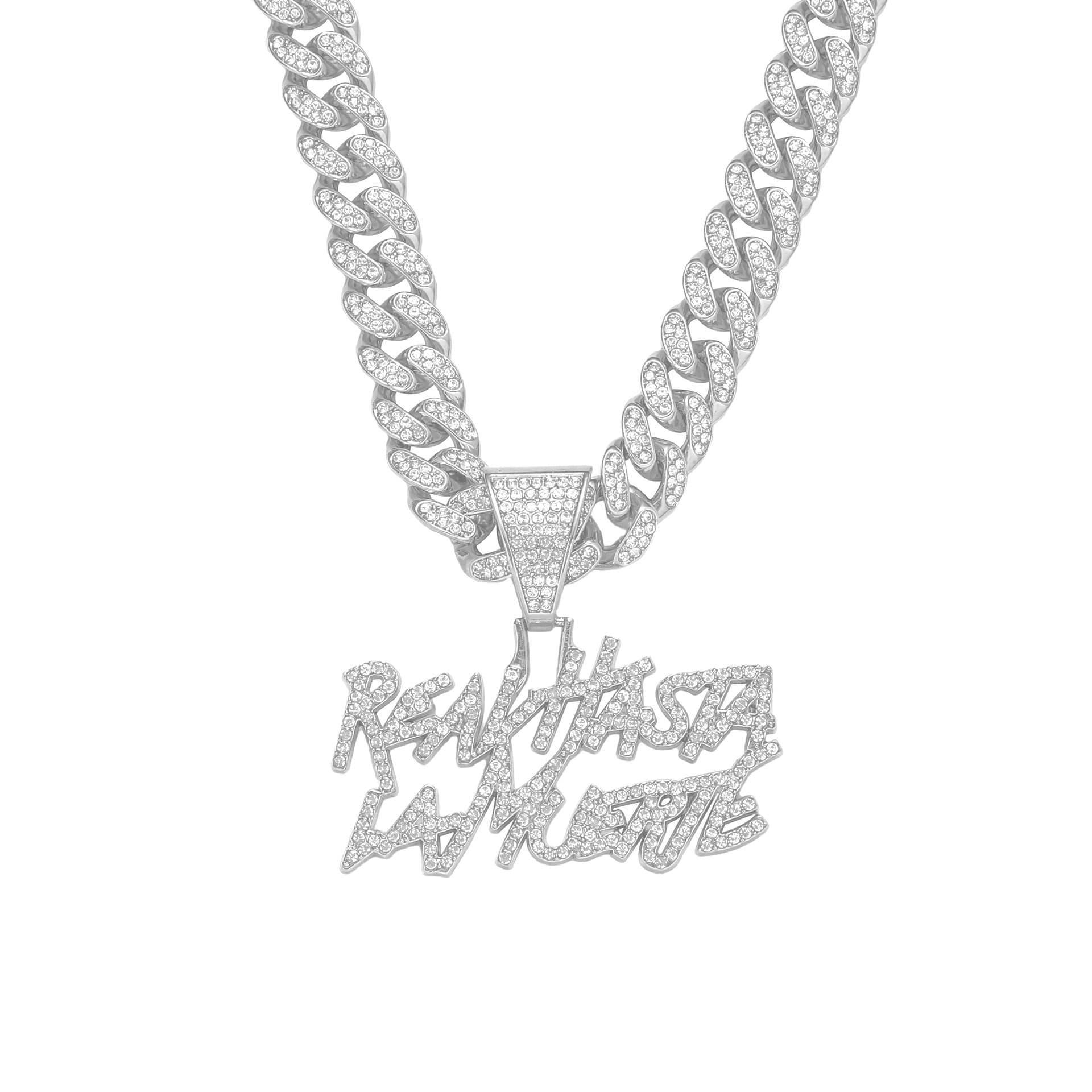 Collier avec pendentif lettre surdimensionnée – Bijou hip-hop avec détails en alliage et diamants