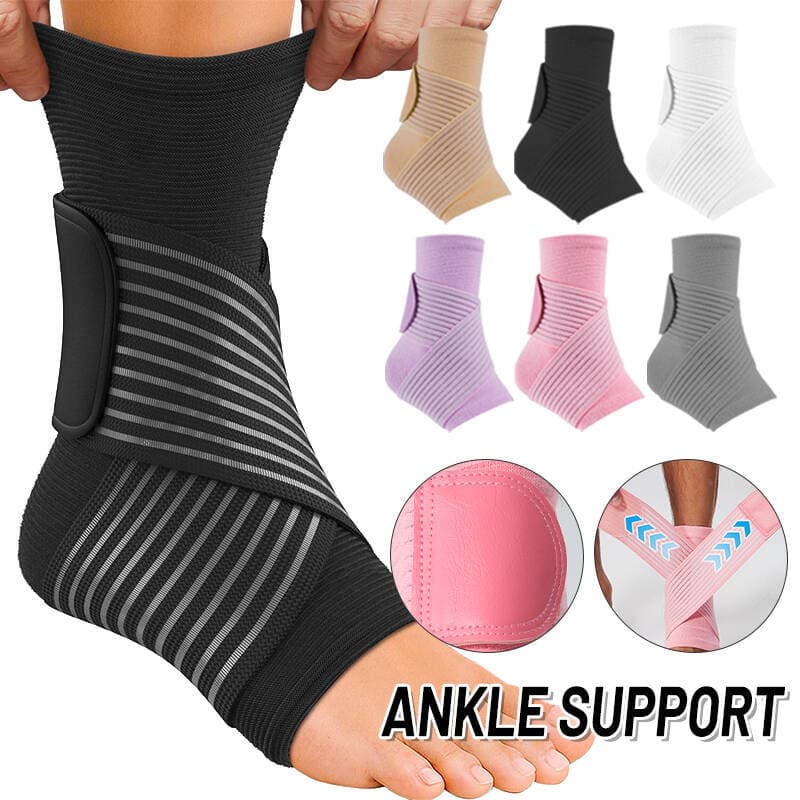 Adjustable Breathable Ankle Support Brace For Basketball Football Running - Nylon & Spandex Compression Sleeve (Unisex, One Size Fits Most)