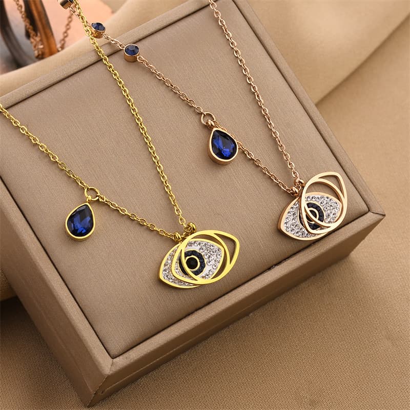 Kpop Gothic Stainless Steel Evil Eyes Necklace for Women Aesthetic Korean Fashion Choker Neck Chain Female Pendant Jewelry
