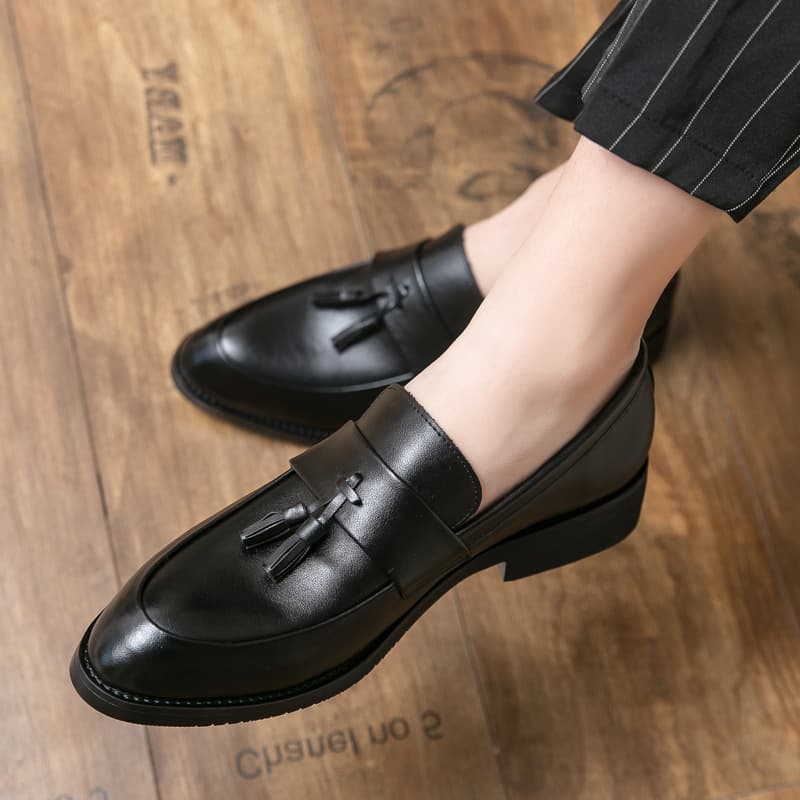 Men's Breathable Slip-On Dress Shoes – Classic Black & Brown Pointed-Toe Oxfords For Business & Casual Wear Suitable For Matching Suits