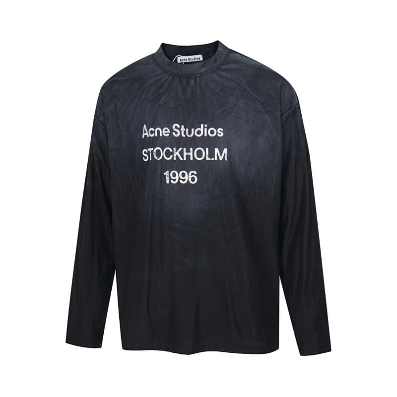 T-shirt unisexe à manches longues, style AC tendance, imprimé lettres simples, coupe déstructurée, fine et ample, style « Pas la Belle au bois