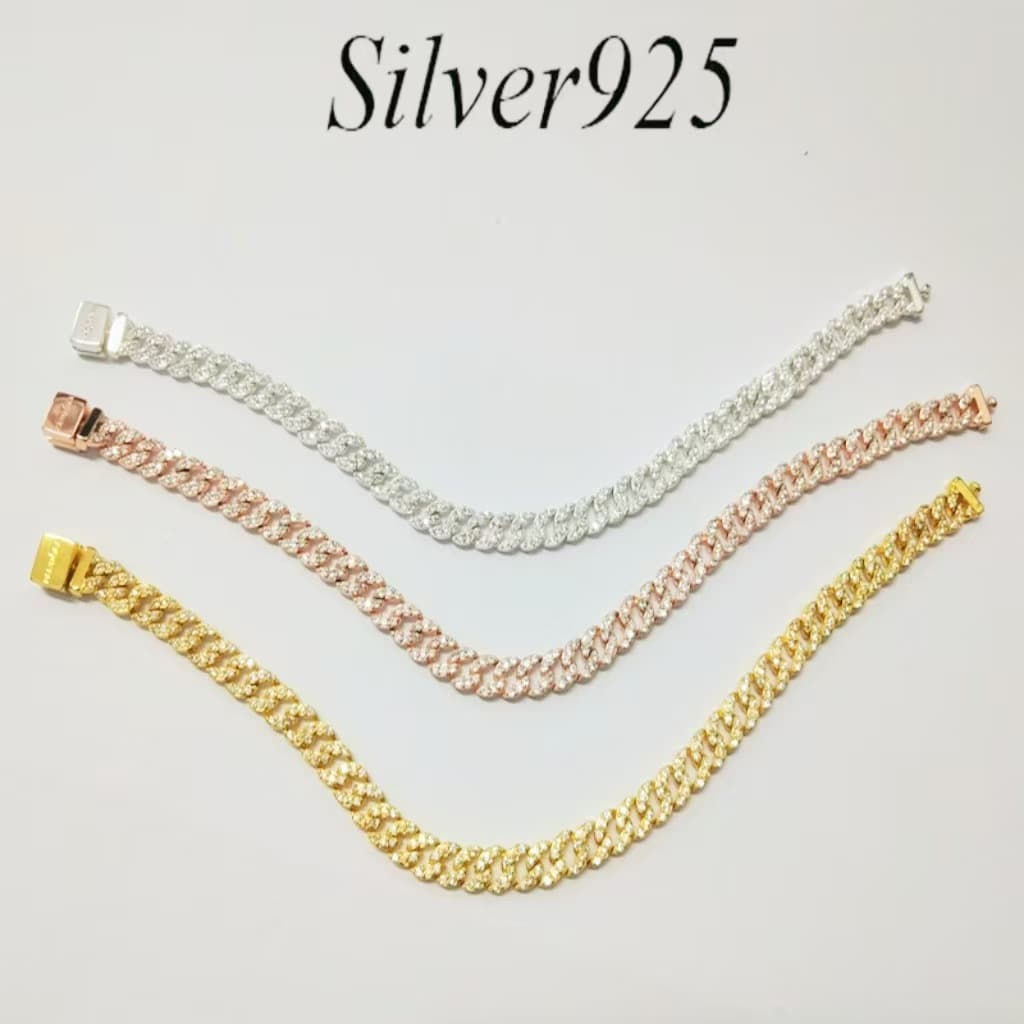 Panjia Duola Full Bracelet Men's Trendy Brand Versatile Hip Hop American Style Unisex Cuban Chain Inlaid Diamond