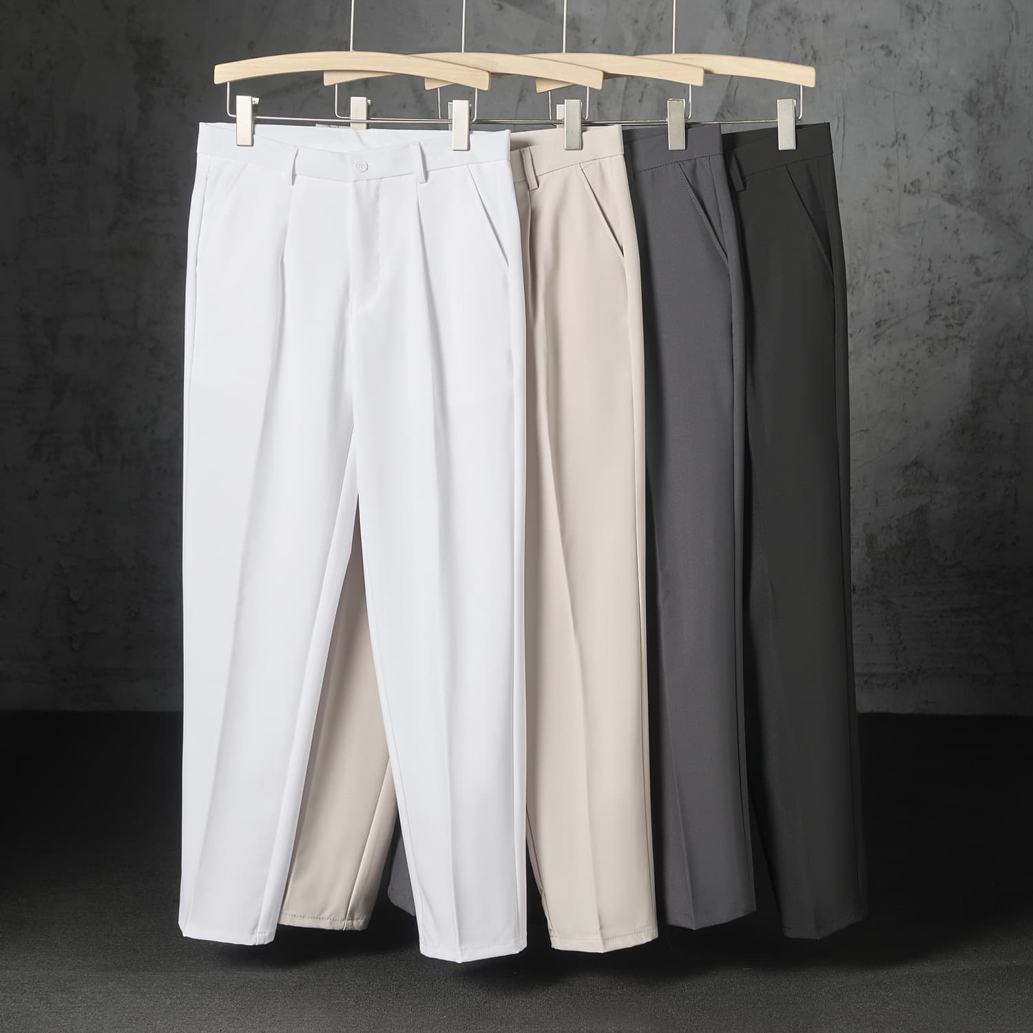 ​Men's Casual Straight Fit Slim Chino Pants - Lightweight Polyester Stretch, Comfortable & Stylish For Summer & Daily Wear