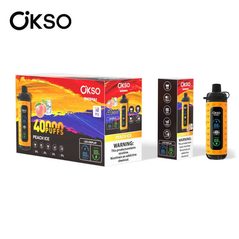 Lot de 10 vapes jetables OKSO Max 40 KPuffs, saveurs multiples de fruits, 36 ml, pré-remplies, 800 mAh, type C, affichage LED