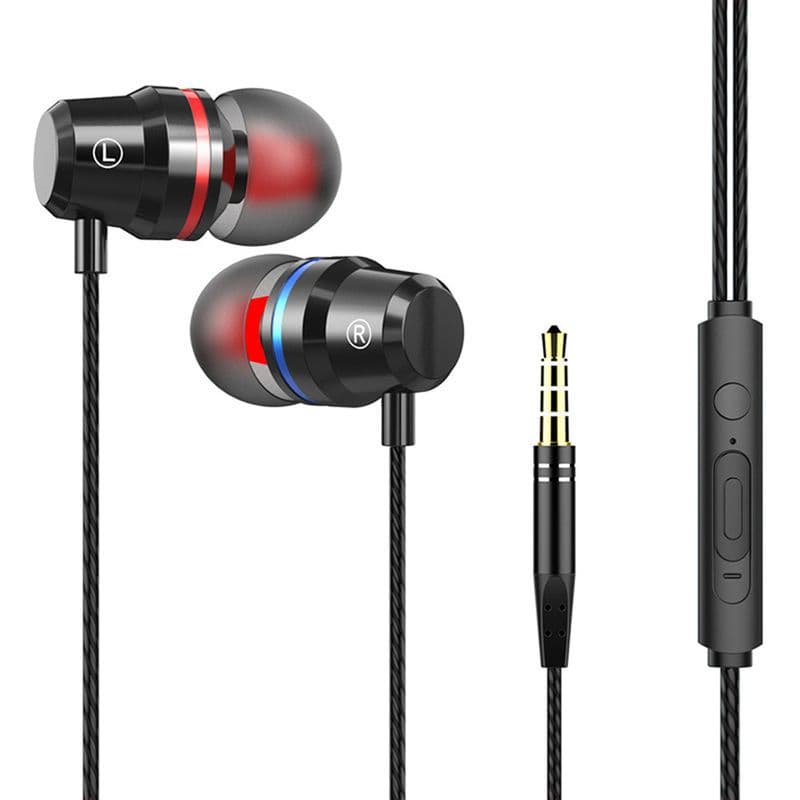 Écouteurs intra-auriculaires filaires 3,5 mm, basses puissantes, contrôle du volume stéréo, avec micro