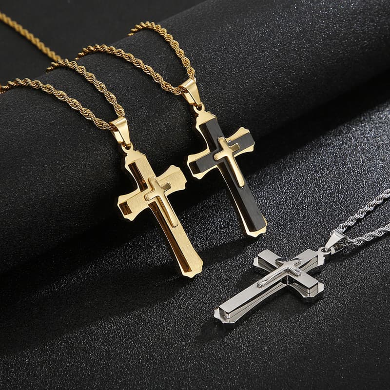 Men's Jewelry Classic Creative Cross Pendant Stainless Steel Men's Fashion Necklace