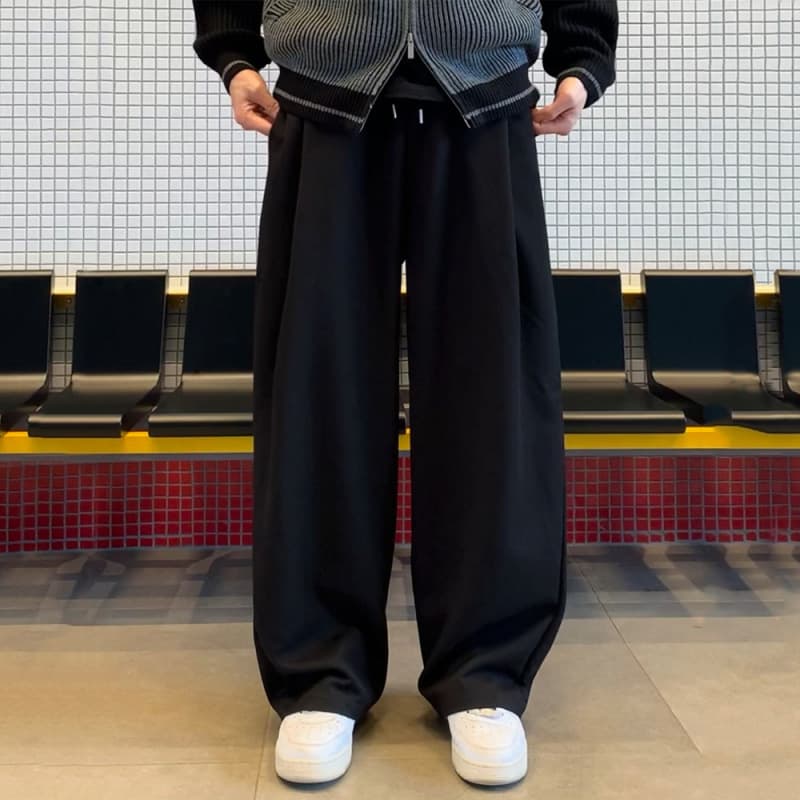 Men's Clothing drape straight casual pants men's autumn and winter cleanfit long pants Korean version loose wide leg pants