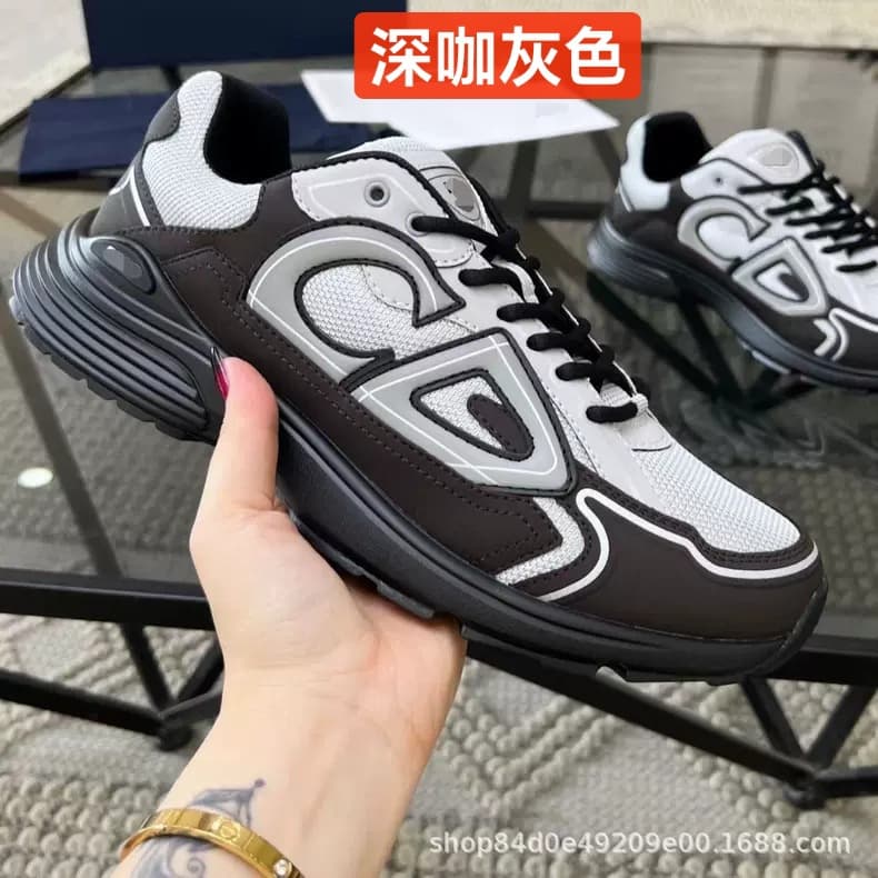 Chaussures de sport décontractées Guangzhou Goods CD Fashion B30, version haute, réfléchissantes, patchwork, pour papa, pour couple
