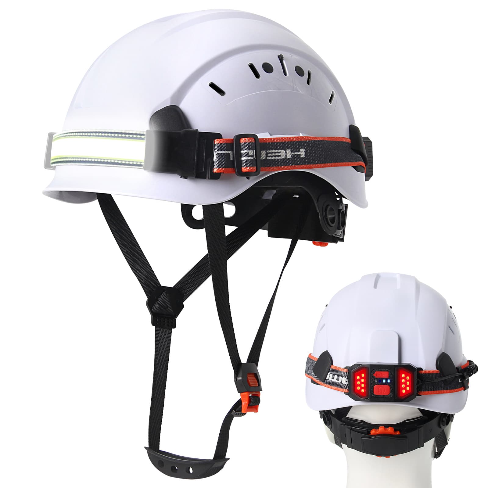CE Construction Safety Helmet With Led Headlight Strip And Taillight ABS Hard Hat Light Weight ANSI Work Cap Set Head