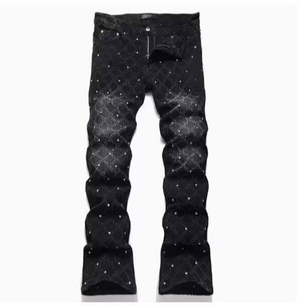 Jean slim pour homme avec écusson brodé, style décontracté et tendance, pantalon en coton déchiré