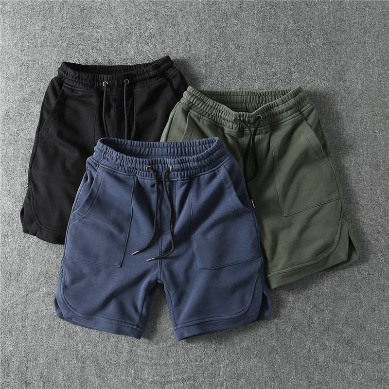 Men's Clothing Casual Heavyweight Heavy Washed Workwear Shorts Trendy Cotton Solid Color Sweatpants Retro Five Point Pants