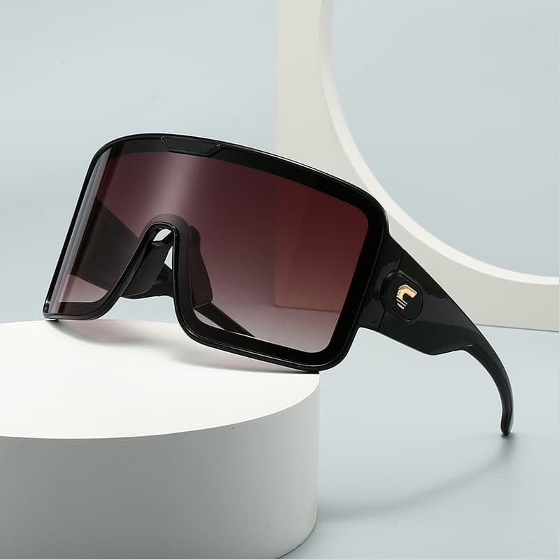 Large Frame Mask Shaped Ocean Piece With Five-star Decoration Sun Visor, Street Photography Sunglasses 2461