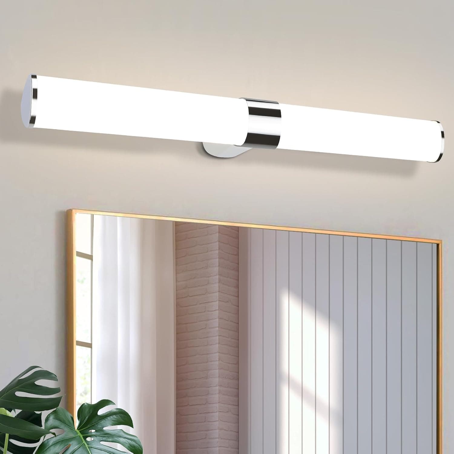 Glitzerlife LED Mirror Light Modern Mirror Lamp - 15 W 60 Cm Chrome Wall Lamp Waterproof IP44 Neutral White 4000 K Wet Room Light For Bathroom Basement Kitchen