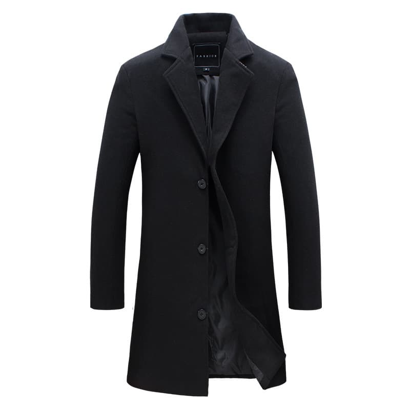 Men's Clothing Woolen Coat Men's Korean Style Slim Mid Length Windbreaker Men's Woolen Coat