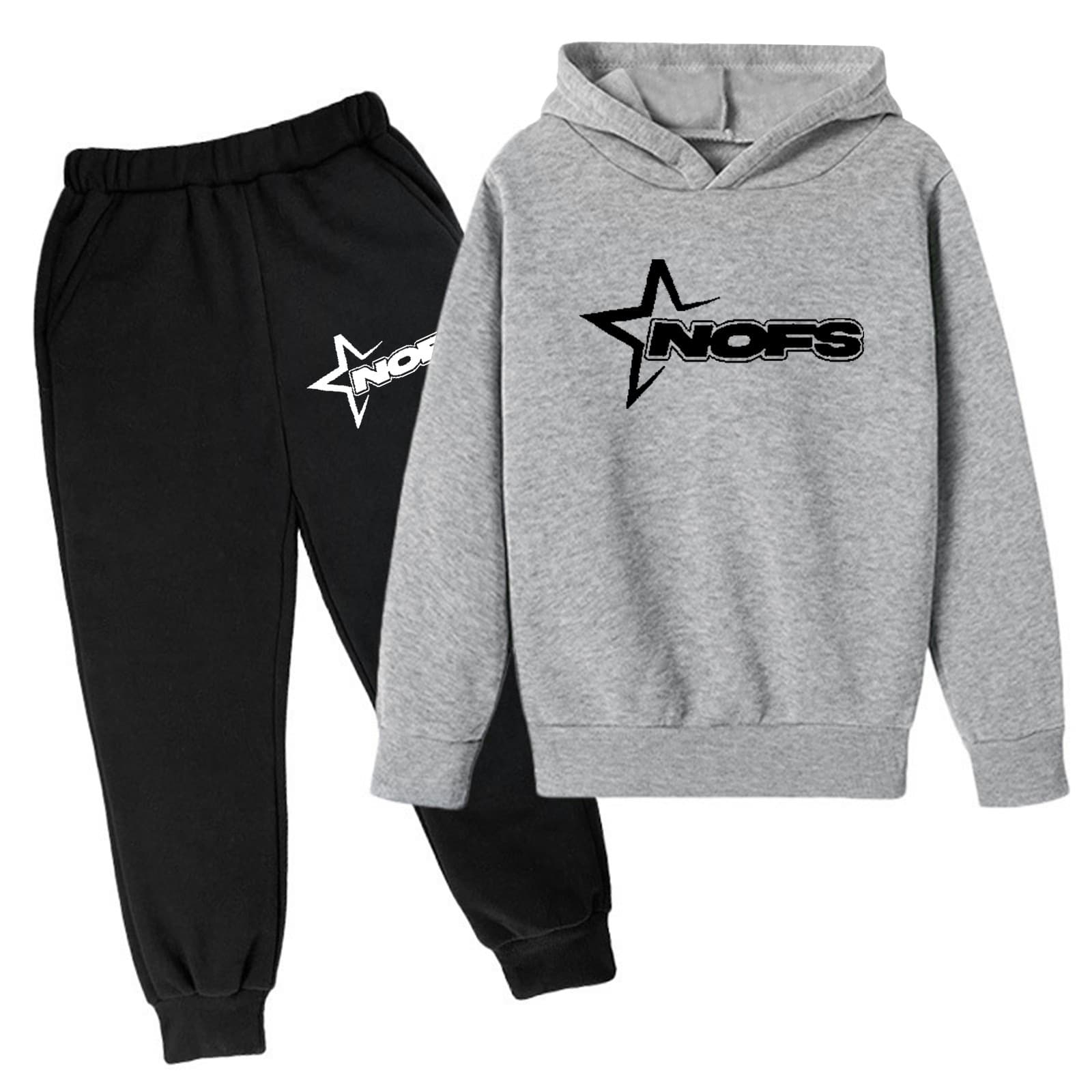 Ensemble deux pièces pour enfants, sweat-shirt à capuche ample, décontracté, en polaire, pour garçons et filles, automne et hiver