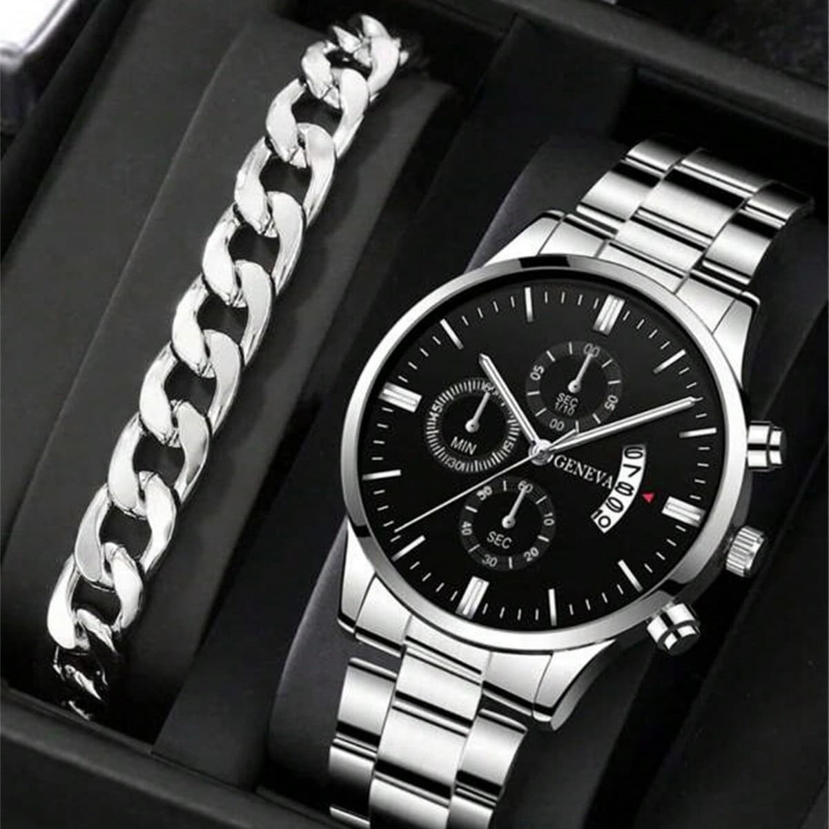 calendar steel strap watch men's large dial quartz watch hot selling Men's Watch