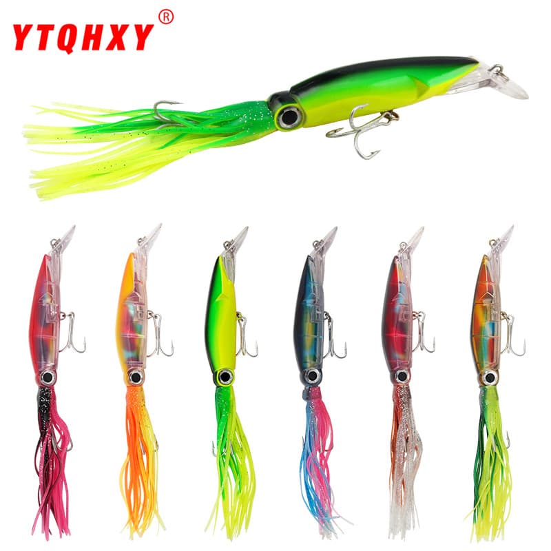 Lure Bait Long Distance Casting Colorful Simulation Squid Bait 23cm/38g With Beard Sea Fishing Bait Fishing Gear