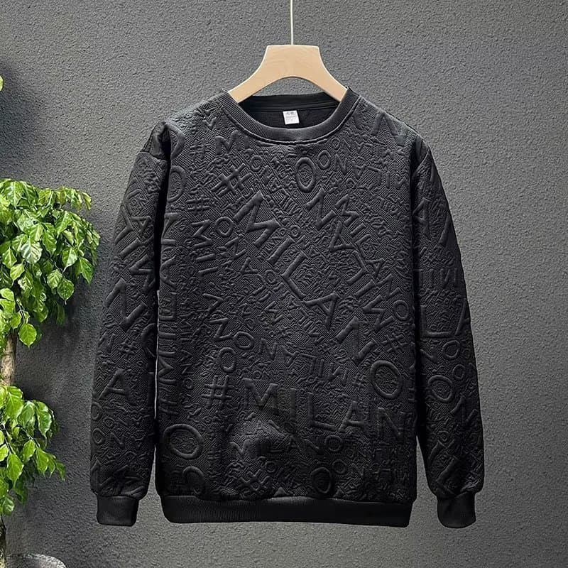 New autumn trend men's fleece fabric street style fashion versatile hoodie trendy round neck
