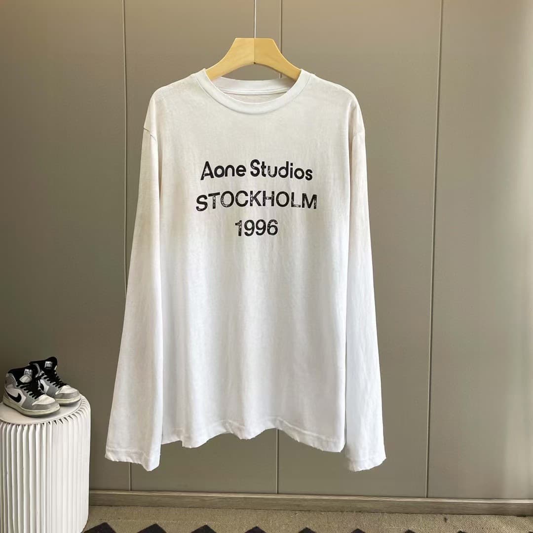Version correcte du nouveau modèle 26, lettre avec impression du chiffre 1996, t-shirt ample à manches longues en coton-lin vieilli