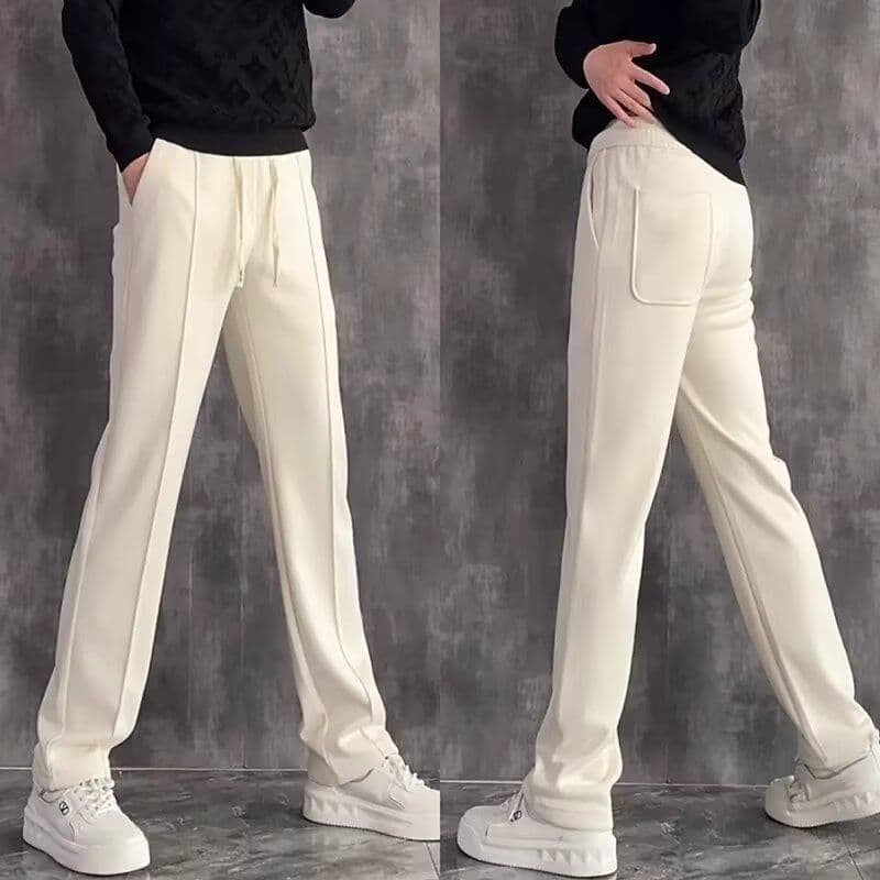 Men's Premium Slim Fit Straight Leg Trousers Simple Solid Color Casual Versatile Dress Light Luxury Sweatpants Spring Autumn Style