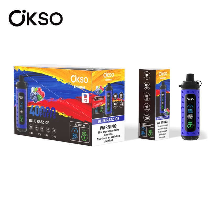 Lot de 10 vapes jetables OKSO Max 40 KPuffs, saveurs multiples de fruits, 36 ml, pré-remplies, 800 mAh, type C, affichage LED