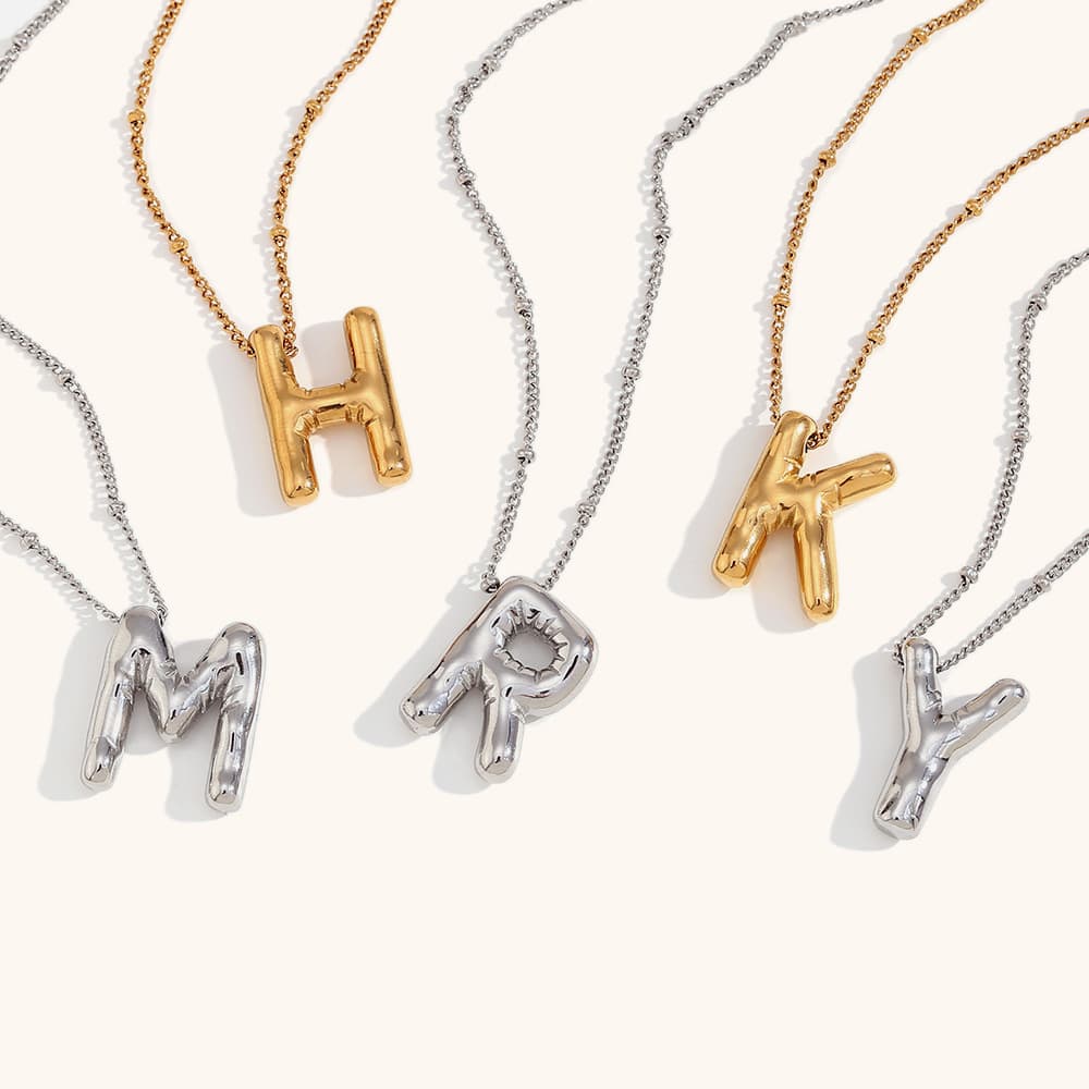 Women's Jewelry Stainless Steel K Gold Balloon Letter Necklace Silver Bubble 26 English Pendants Jewelry