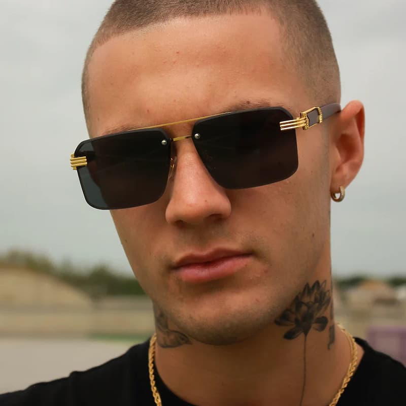 Polygonal Double Beam Frameless 2025 New Fashionable For Men's Driving Sunglasses