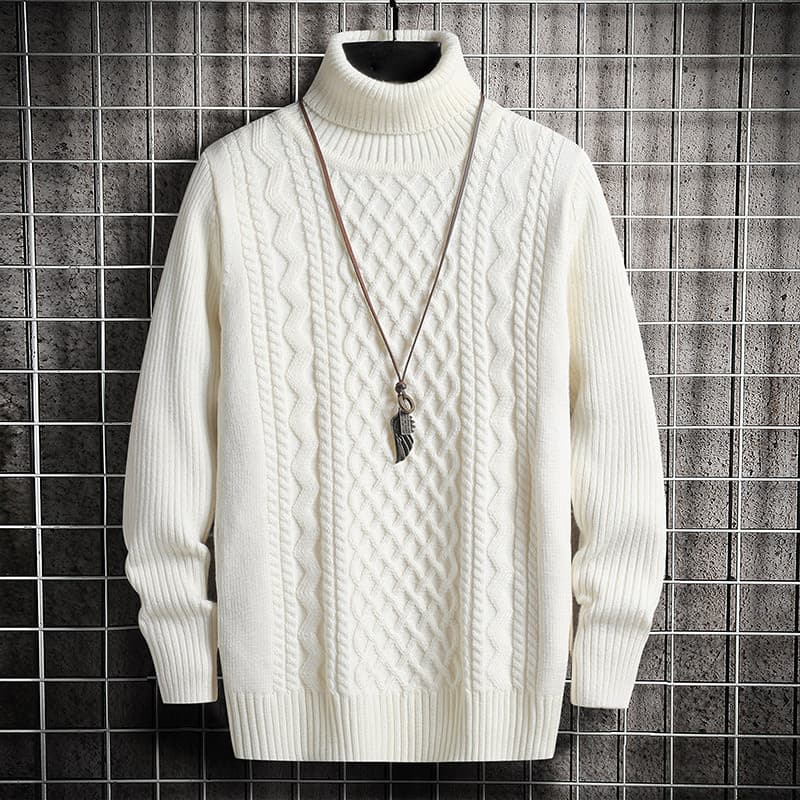 Men's Clothing Autumn And Winter High Collar Sweater Slim Fit Two Lapel Diamond Pullover Long Sleeve Sweater