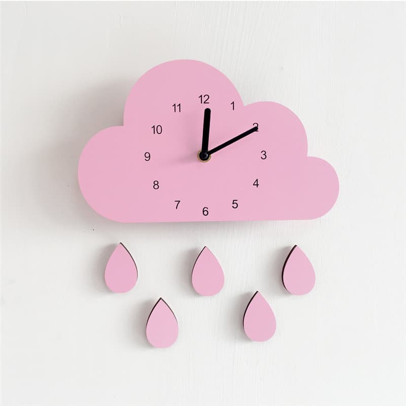 Home Cloud Water Drops Silent Wall Decoration Children's Room Clock Pendant Photography Prop