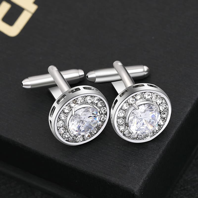 new creative copper round diamond zircon cufflinks French business shirt cufflink
