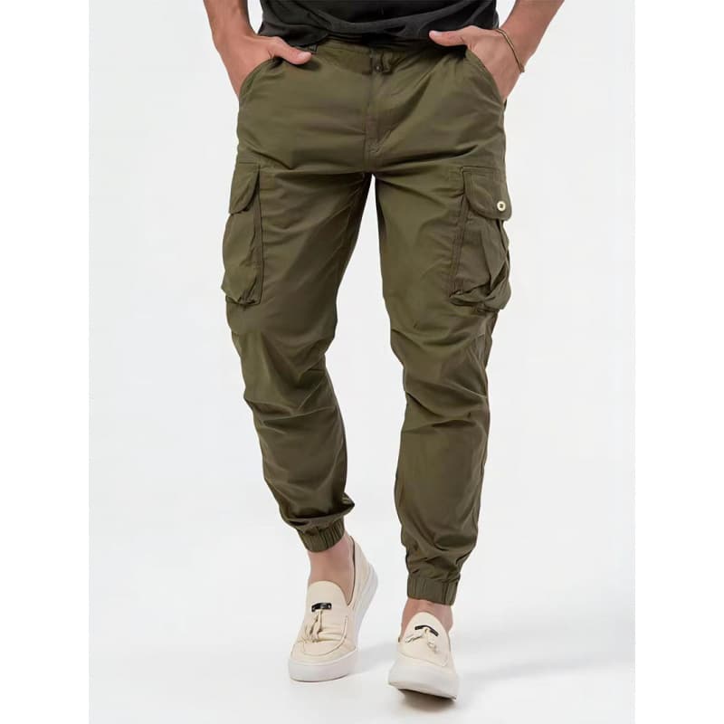 Men's Clothing Three Dimensional Bag Woven Cargo Pants Tie Belt Leggings Casual Pants Solid Color Men's Pants
