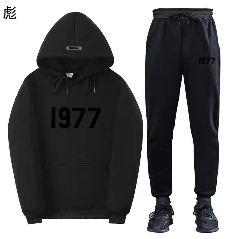 Ensemble pull polaire ample ESSENTIALS Double FOG Fashion Brand High Street, sweat à capuche unisexe avec inscription 1977.