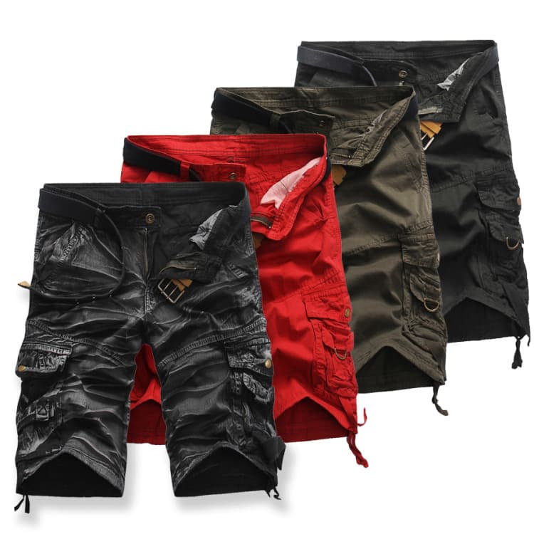 Man's clothing Summer loose casual camo cargo shorts plus size multi-pocket five-point mid-length pants