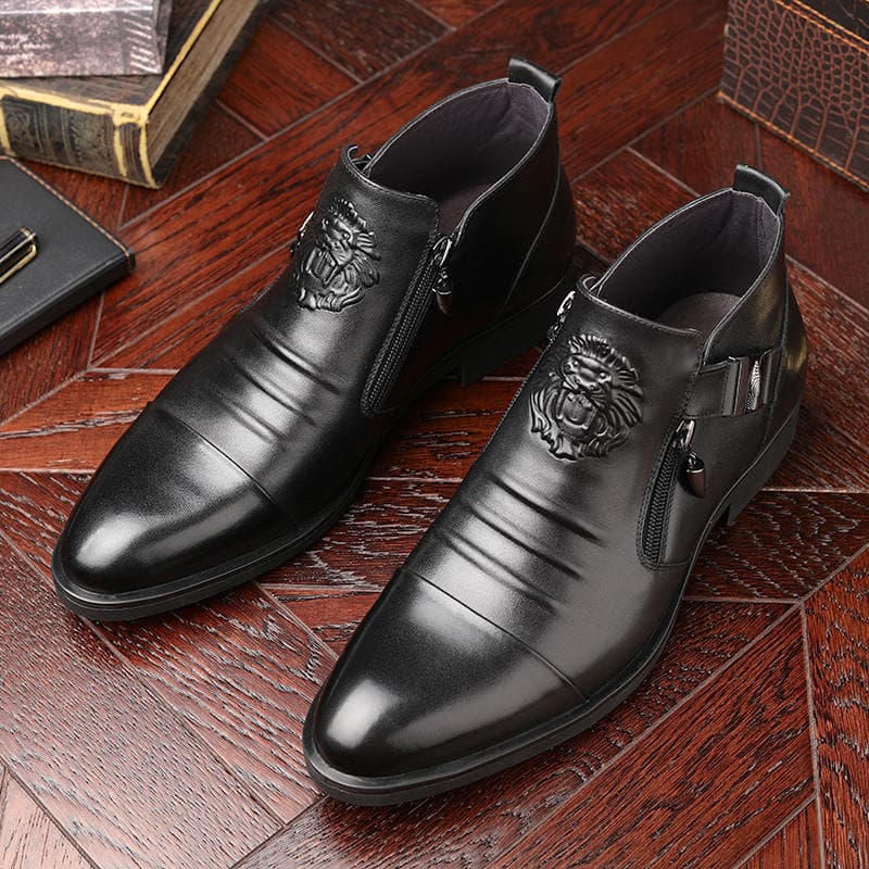 Men’s Shoes Embossed Boots Double Side Zipper Fashion Boots Men's Boots
