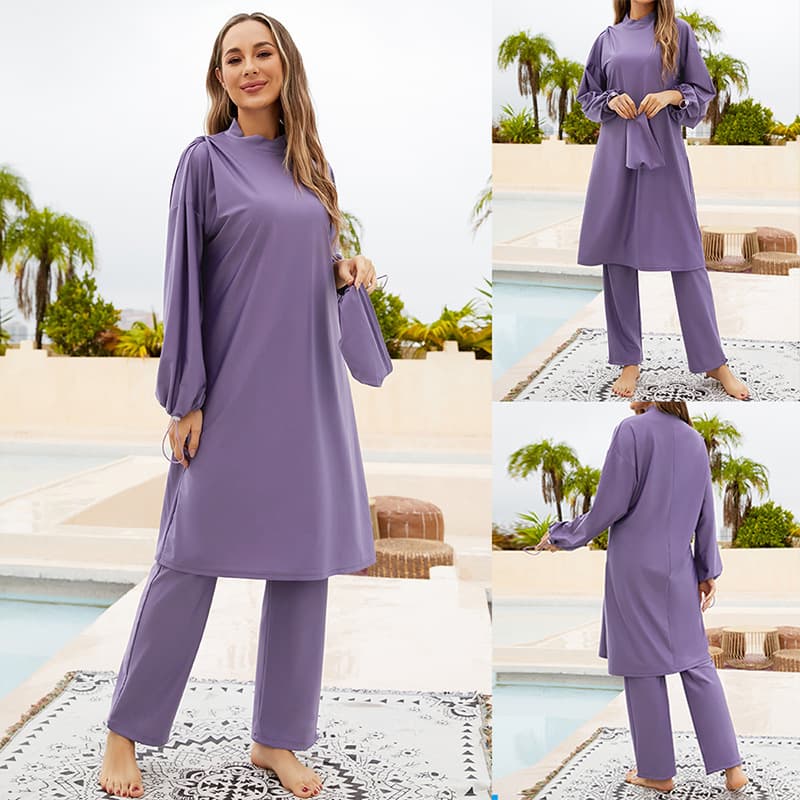 Women's Clothing Arab Full Coverage Diving Surfing Conservative Swimsuit Three Piece Suit Sunscreen Long Sleeved Split Swimsuit