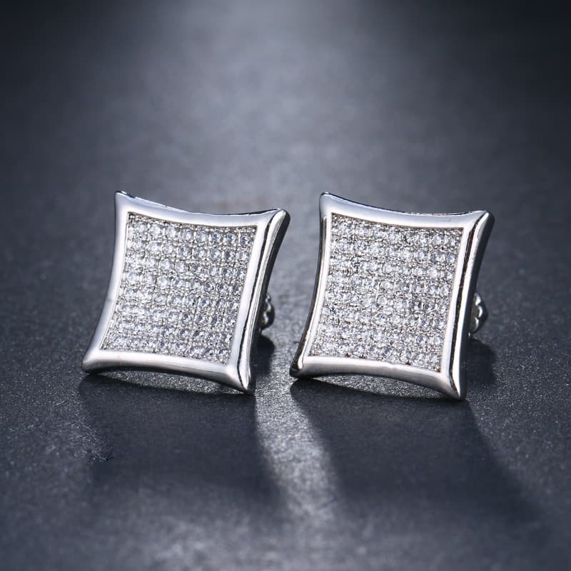 fashion exquisite small copper inlaid zircon earrings men's shiny white diamond earrings hip hop simple ear jewelry
